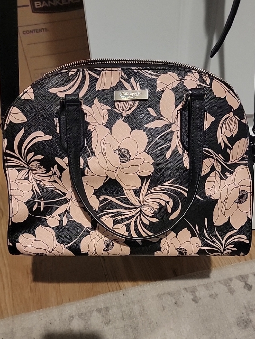 kate spade Black & Pink Floral Dome Satchel with Black Wallet - Picture 3 of 17